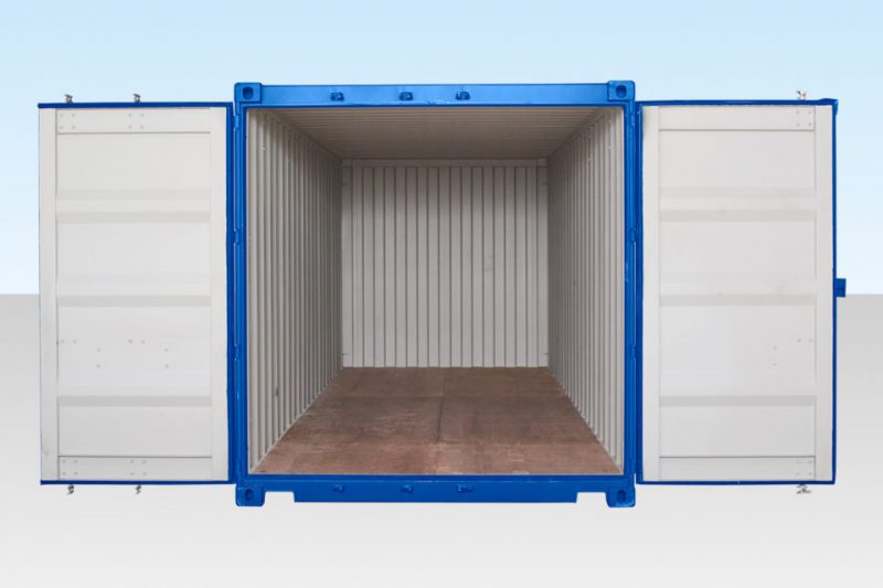 20ft Self Storage Container with Bamboo Floor – Blue (RAL 5010) - Image 2
